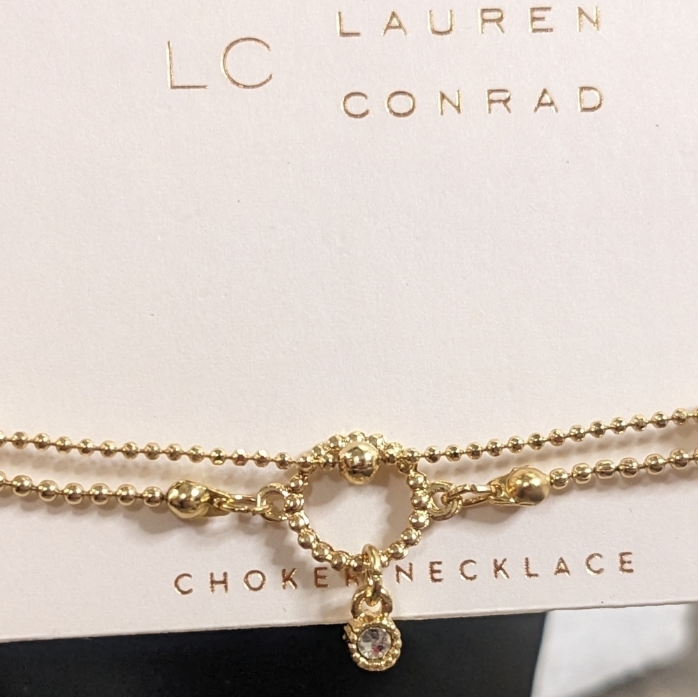 NWT Lauren Conrad Gold and‎ Rhinestone Choker Necklace